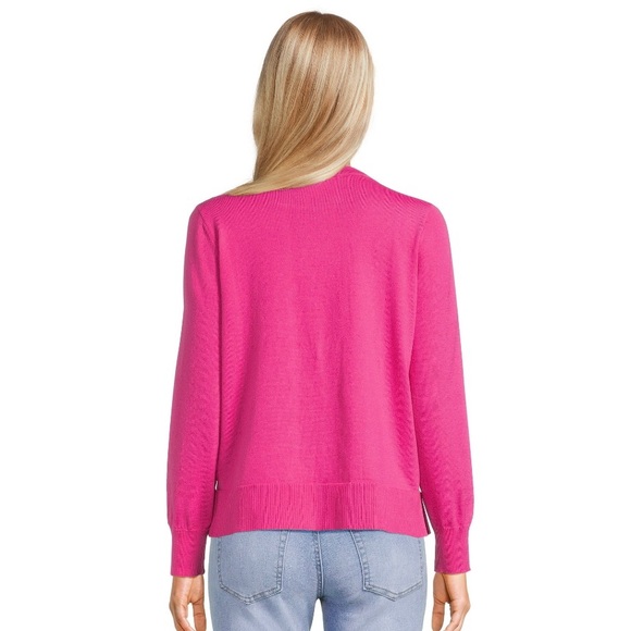TIME and TRU Womens Lightweight Sweater Size L 12-14 Semi Loose Slits Pink New - Picture 4 of 7